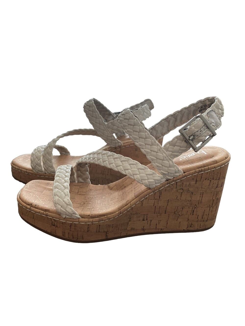 Born Boc Women Sandal Chrissy Size 11 New Braided Cork Ultra High Wedge White